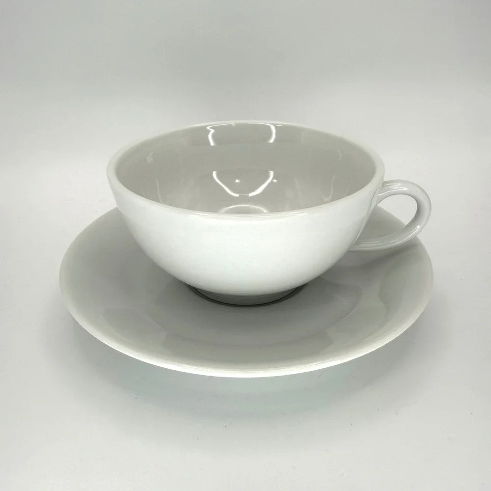 Pillivuyt Vintage Porcelain Tea Cup and Saucer Set Culinaire White Coffee